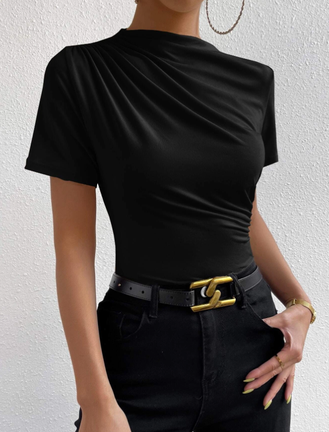 Thea | Elegantes Plissiertes Kurzarm-Top