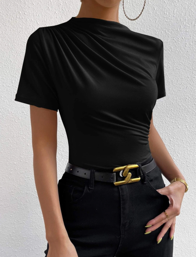Thea | Elegantes Plissiertes Kurzarm-Top