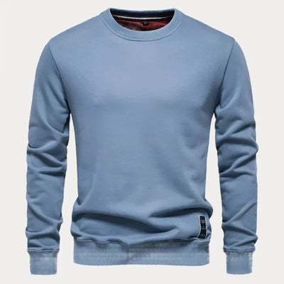 Einfarbiger Rundhals-Pullover für Herren