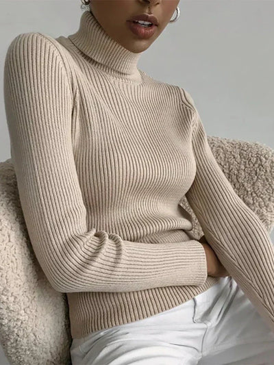 Gerippter Rollkragenpullover | Figurbetonter Schnitt | Zeitlose Eleganz