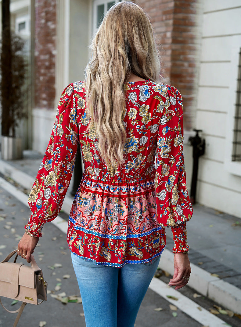 Sabine | Bluse mit Boho-Blumenmuster