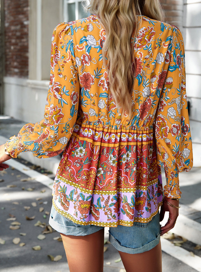 Sabine | Bluse mit Boho-Blumenmuster