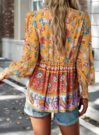 Sabine | Bluse mit Boho-Blumenmuster