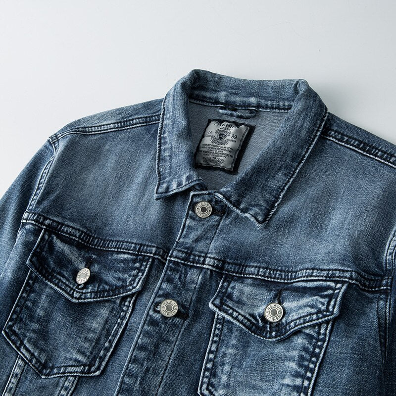 Jeansjacke mit Knöpfen für Herren