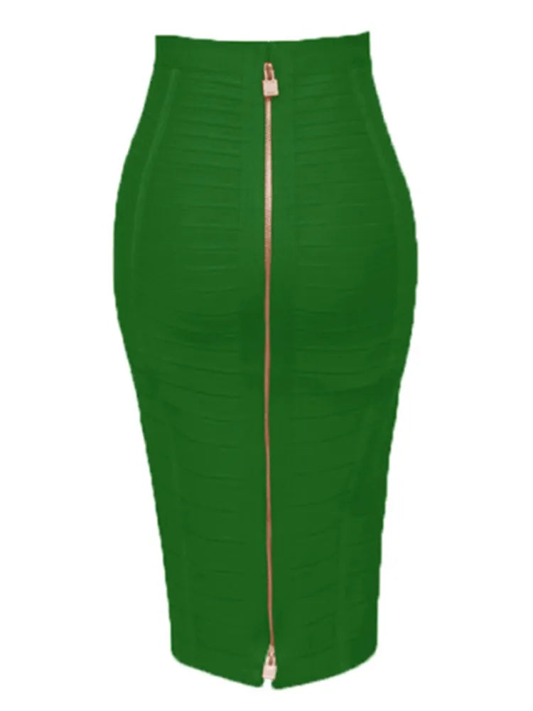 Heidi-Mode | Sommermode Sexxy Reißverschlüsse Bandage Rock Designer A-Linien Bodycon Bleistiftrock Faldas 58Cm