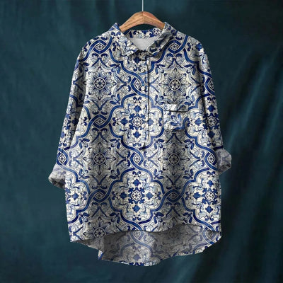 Oversize-Bluse | Künstlerischer Print | Luftige Passform