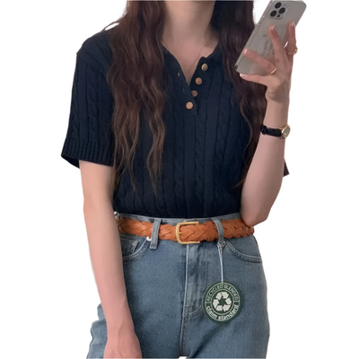 Ava – Kurzarm-Stricktop für Damen
