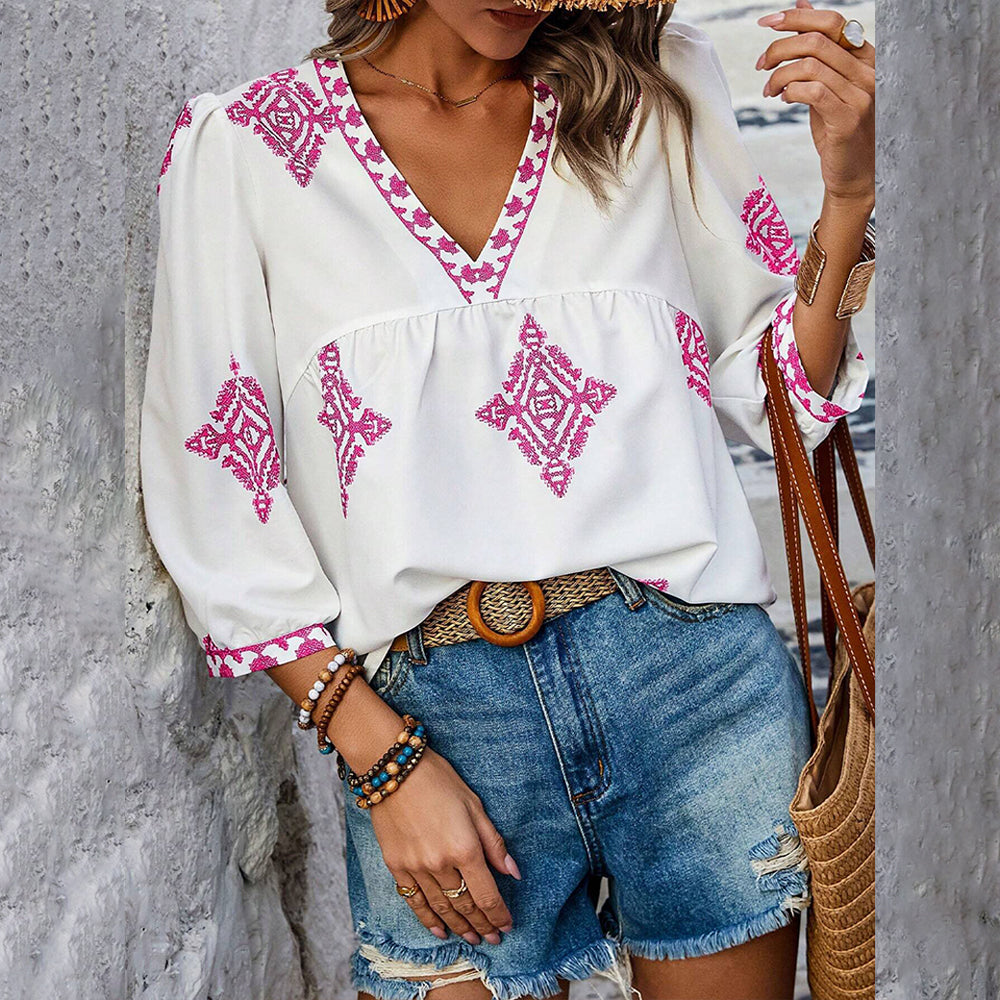 Laura | Bluse mit Retro-Print für Damen