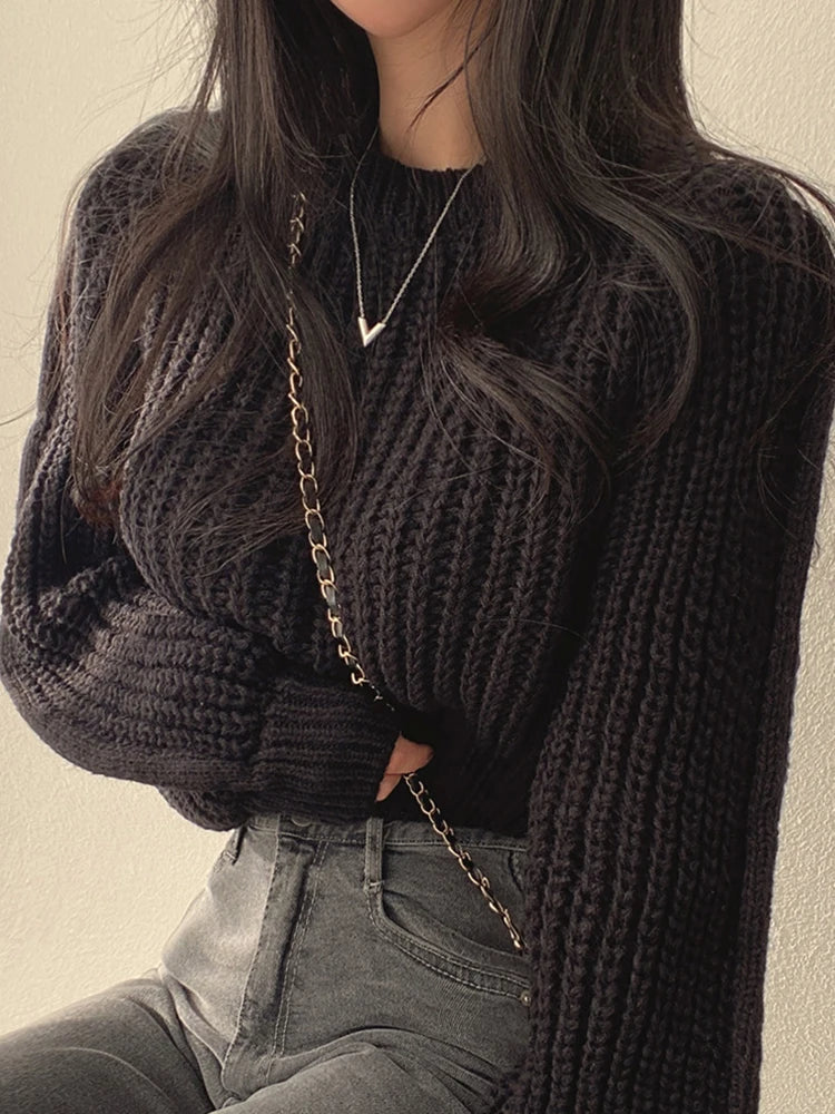 Gekürzter Strickpullover für Damen
