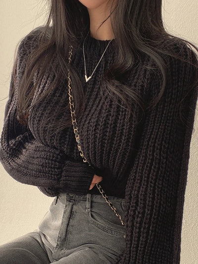 Gekürzter Strickpullover für Damen