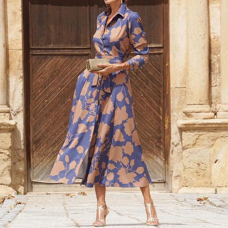 Hemdblusenkleid mit Knopfleiste | Taillierter Schnitt | Fließender Maxilook