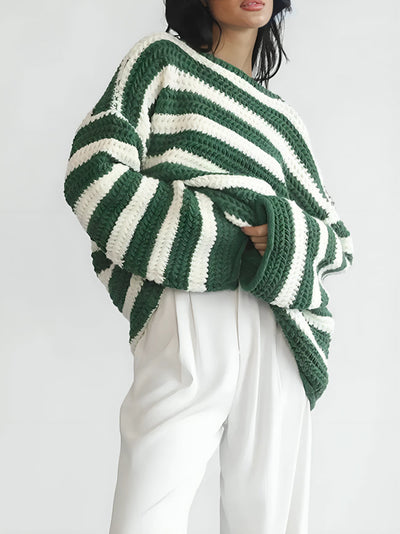 Gestreifter Damen-Strickpullover