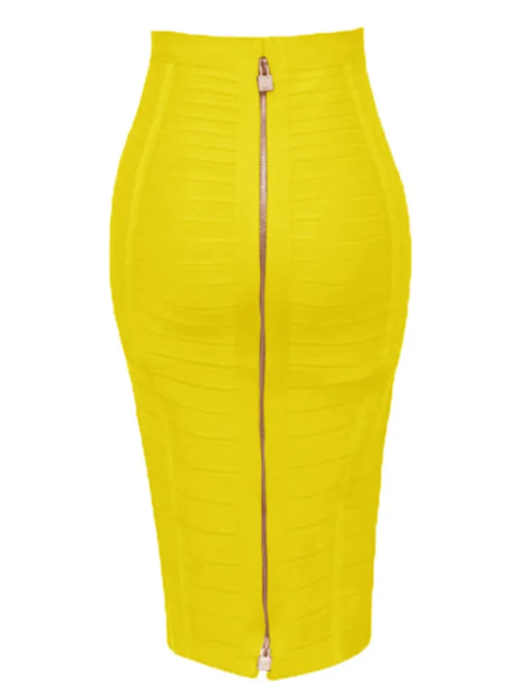 Heidi-Mode | Sommermode Sexxy Reißverschlüsse Bandage Rock Designer A-Linien Bodycon Bleistiftrock Faldas 58Cm