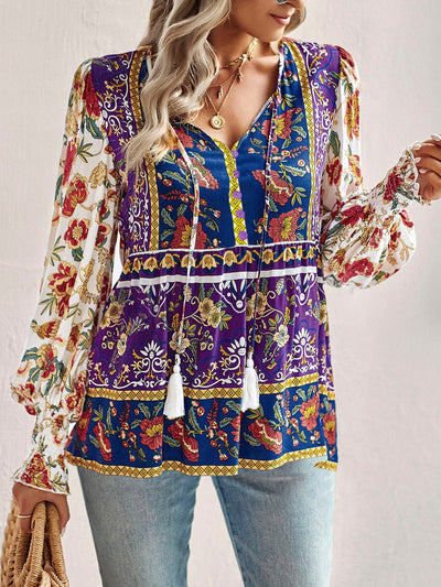 Sabine | Bluse mit Boho-Blumenmuster
