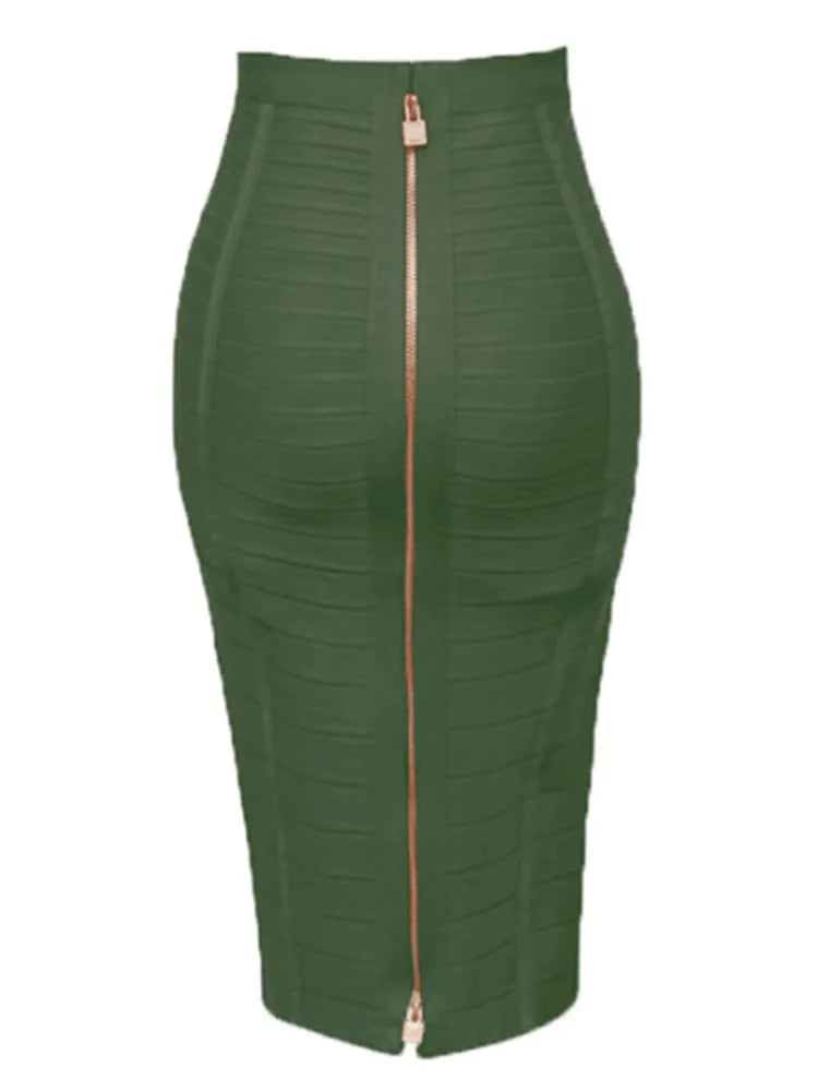 Heidi-Mode | Sommermode Sexxy Reißverschlüsse Bandage Rock Designer A-Linien Bodycon Bleistiftrock Faldas 58Cm