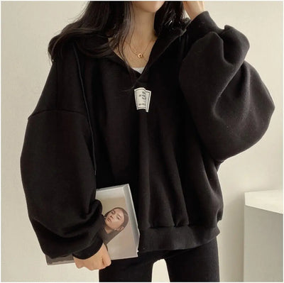 Hoodie mit V-Ausschnitt und Übergröße für Damen