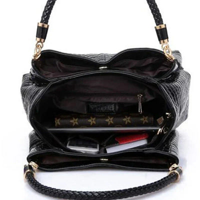 Handtasche in Kroko-Optik | Hochglanz-Finish | Elegant & Zeitlos