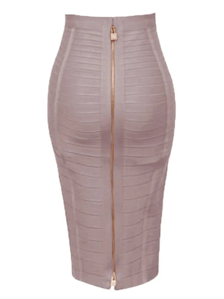 Heidi-Mode | Sommermode Sexxy Reißverschlüsse Bandage Rock Designer A-Linien Bodycon Bleistiftrock Faldas 58Cm