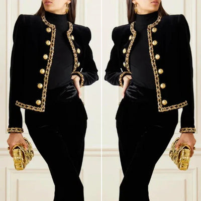 Ethel - elegante langärmelige jacke mit rundhalsausschnitt und knopfleiste