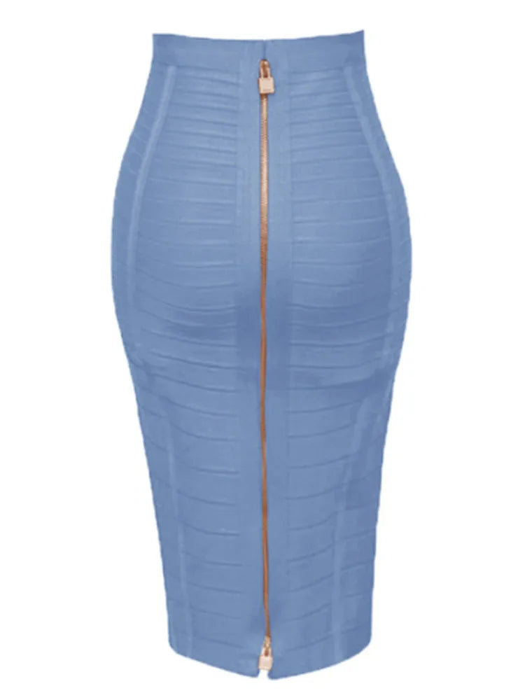 Heidi-Mode | Sommermode Sexxy Reißverschlüsse Bandage Rock Designer A-Linien Bodycon Bleistiftrock Faldas 58Cm