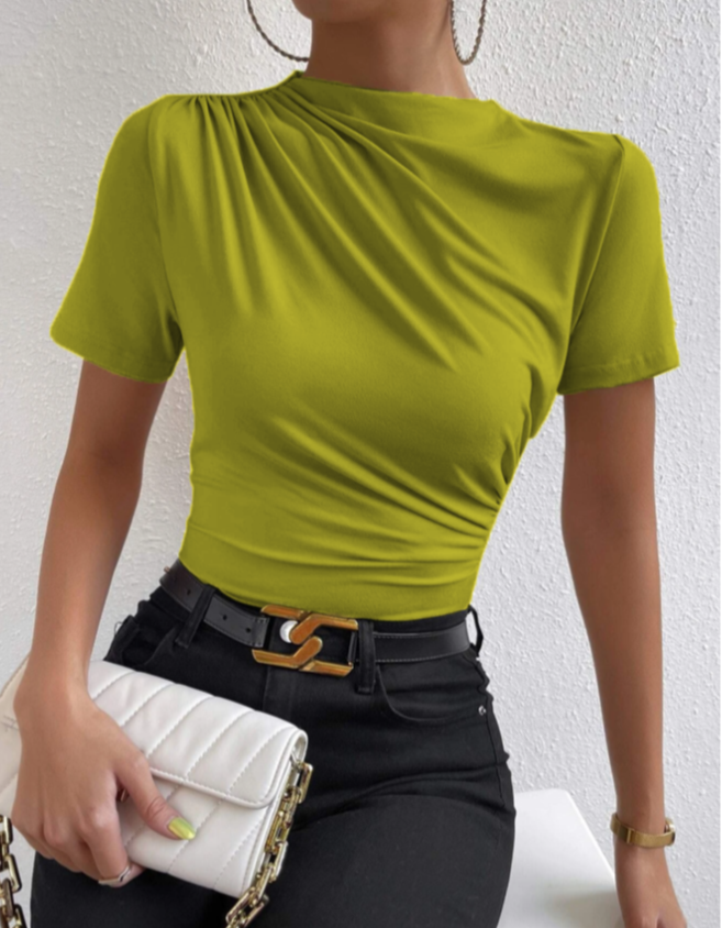 Thea | Elegantes Plissiertes Kurzarm-Top