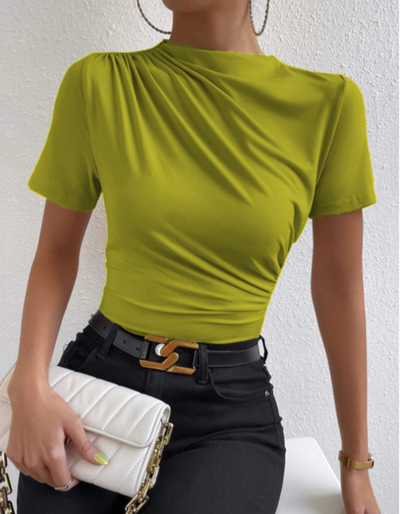 Thea | Elegantes Plissiertes Kurzarm-Top