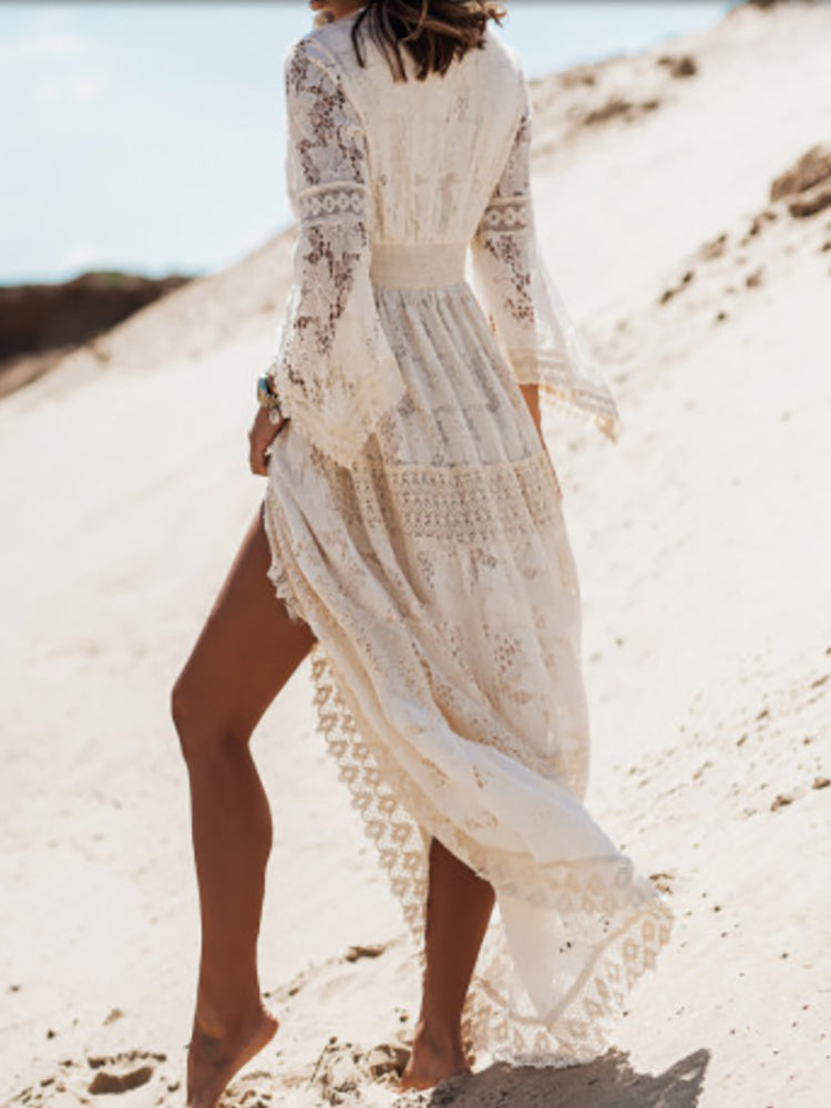 Heidi-Mode | Damen Boho Maxi Kleid Lüftig & Bohème