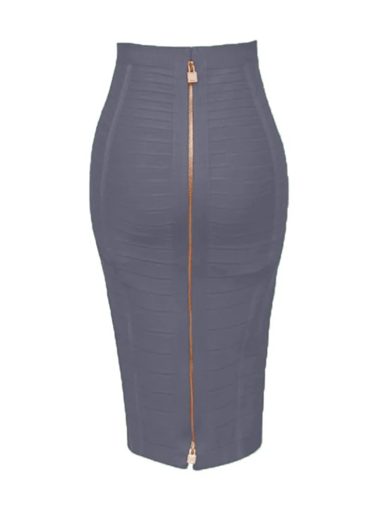 Heidi-Mode | Sommermode Sexxy Reißverschlüsse Bandage Rock Designer A-Linien Bodycon Bleistiftrock Faldas 58Cm