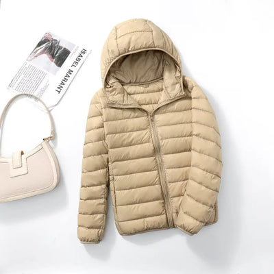 Daunenjacke Damen Leicht Mit Kapuze | Kompakt Und Gefüttert
