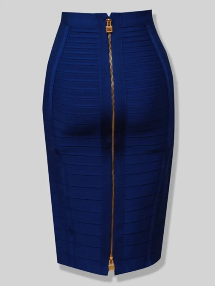 Heidi-Mode | Sommermode Sexxy Reißverschlüsse Bandage Rock Designer A-Linien Bodycon Bleistiftrock Faldas 58Cm