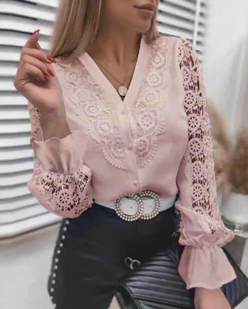 Lucia – Retro-Spitzen Damen Langarmshirt