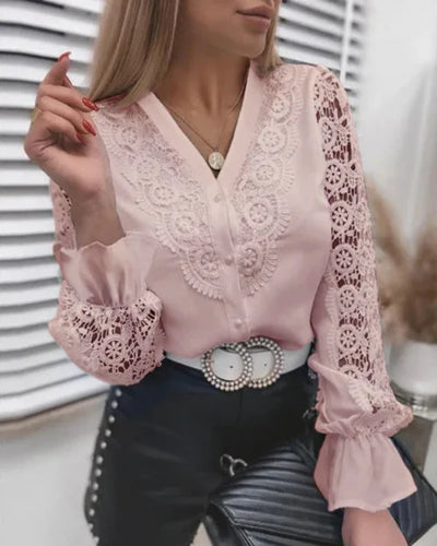 Lucia – Retro-Spitzen Damen Langarmshirt