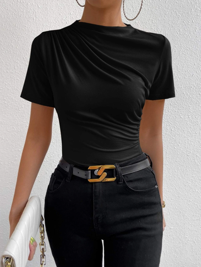Thea | Elegantes Plissiertes Kurzarm-Top