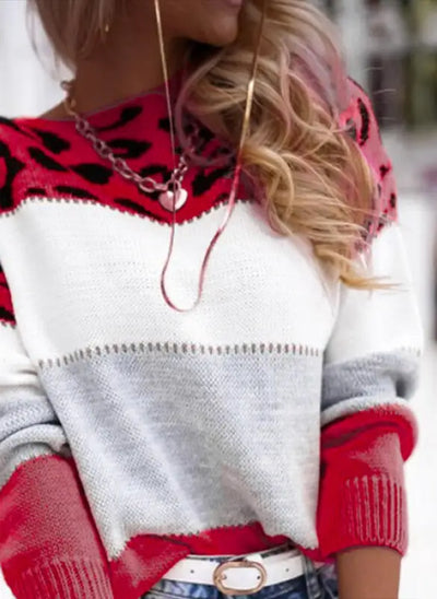 Francesca – Damenpullover mit Leopardenmuster und Blockfarben