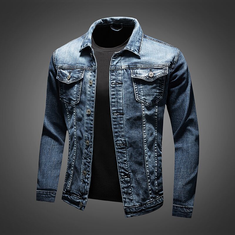 Jeansjacke mit Knöpfen für Herren