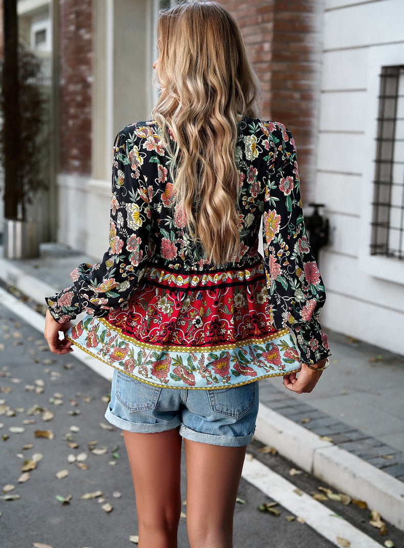 Sabine | Bluse mit Boho-Blumenmuster