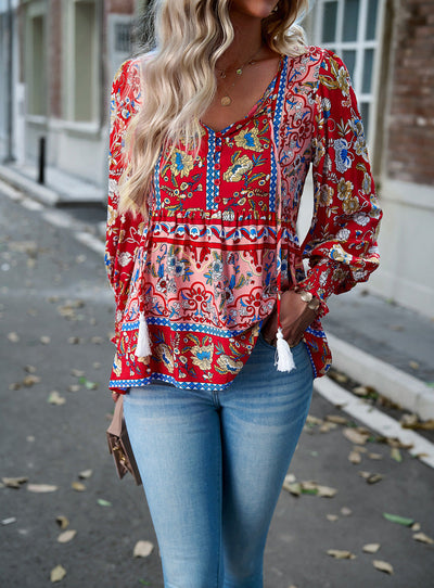 Sabine | Bluse mit Boho-Blumenmuster