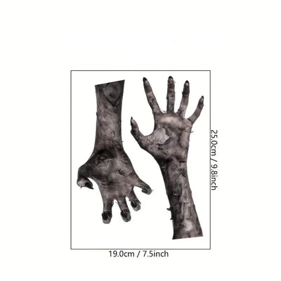 Gruselige Zombiehand-Wandaufkleber für Halloween – Fensterdekoration aus mattem PVC