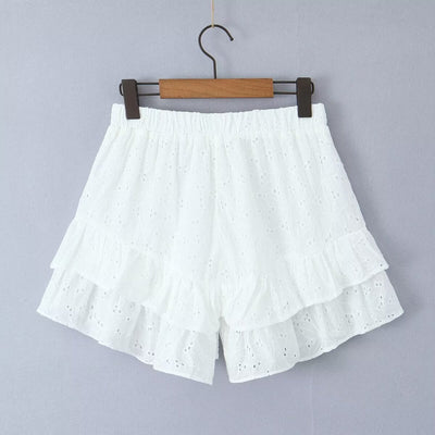 Leonie | Weiße Langarmbluse und Shorts im Set