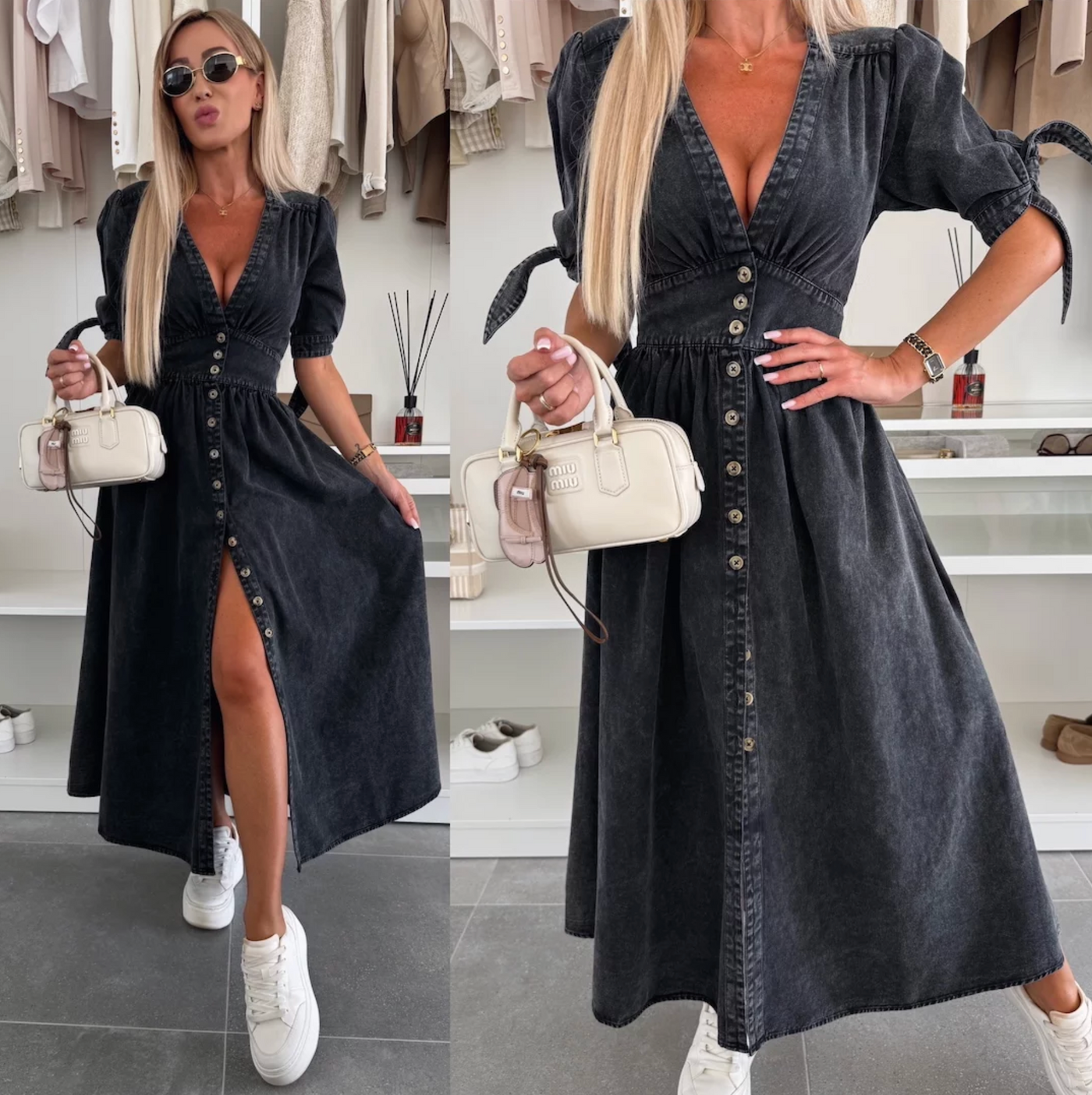 Feminines Midikleid | Taillierter Schnitt & Knopfleiste | Romantischer Look