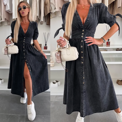 Feminines Midikleid | Taillierter Schnitt & Knopfleiste | Romantischer Look