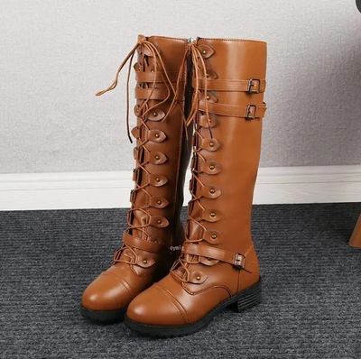 Lulu - retro-schnürstiefel mit schnalle