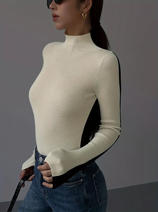 Joie – stylischer rollkragenpullover mit farbblock-design