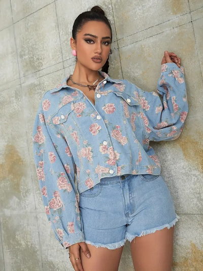 Moxie - jeansjacke mit blumenmuster