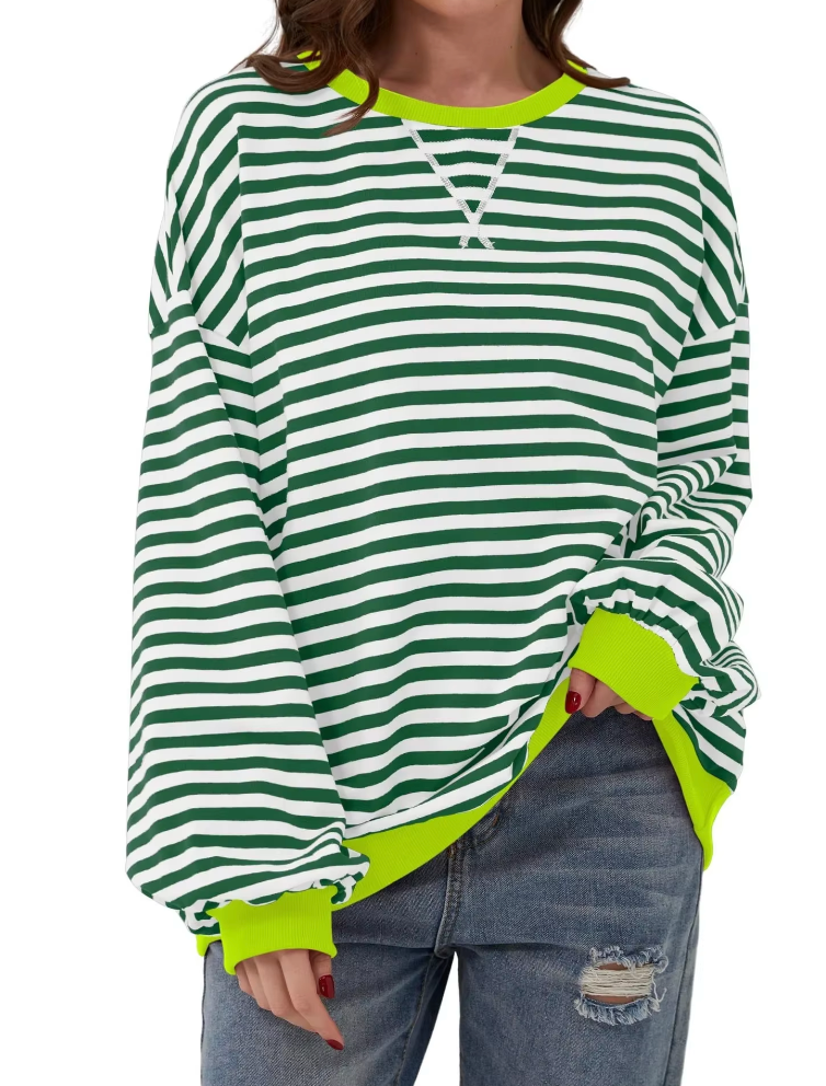 Gestreiftes Sweatshirt in Übergröße für Damen