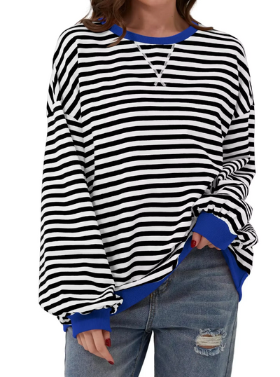 Gestreiftes Sweatshirt in Übergröße für Damen