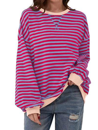 Gestreiftes Sweatshirt in Übergröße für Damen