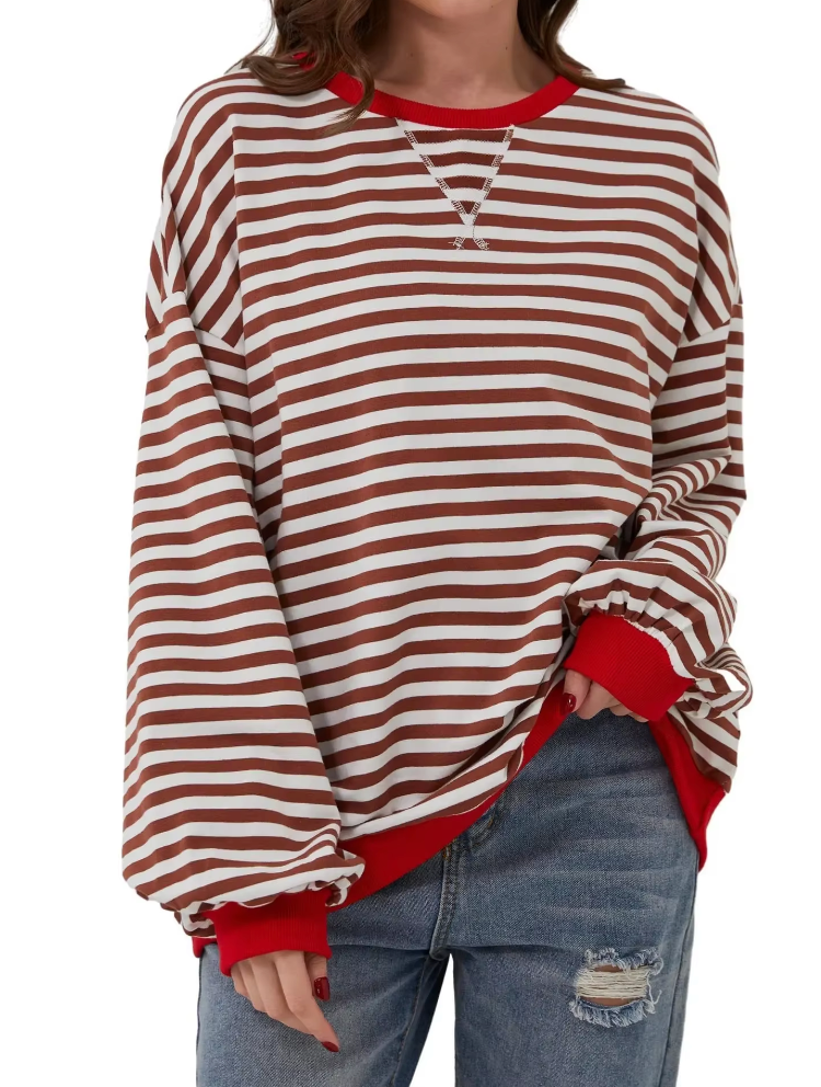 Gestreiftes Sweatshirt in Übergröße für Damen