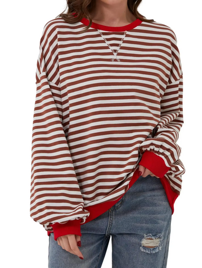 Gestreiftes Sweatshirt in Übergröße für Damen
