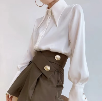 Millicent - elegante langärmelige satinbluse